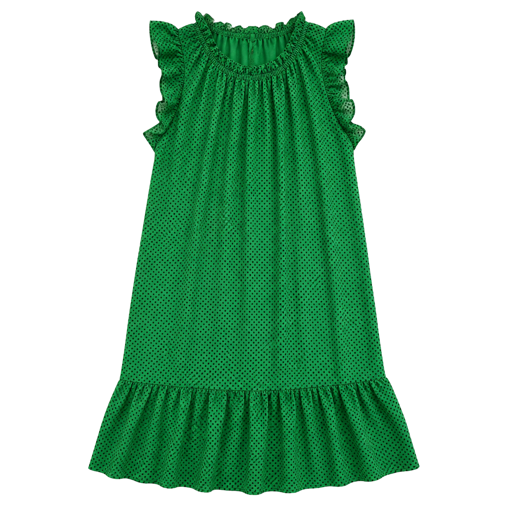 Who What Wear Green Polka Dot Ruffle Midi Dress Size M 1