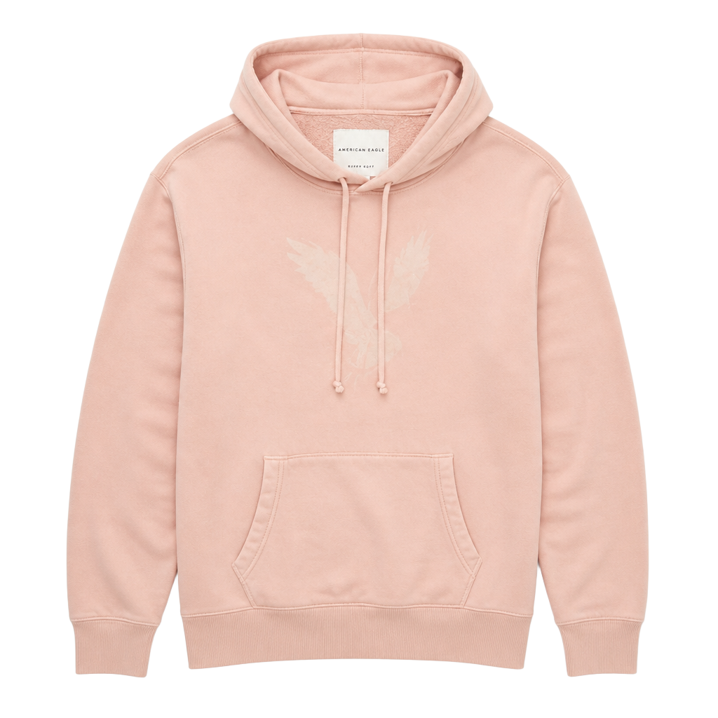 American Eagle Super Soft Pink Pullover Hoodie with Eagle Logo 1