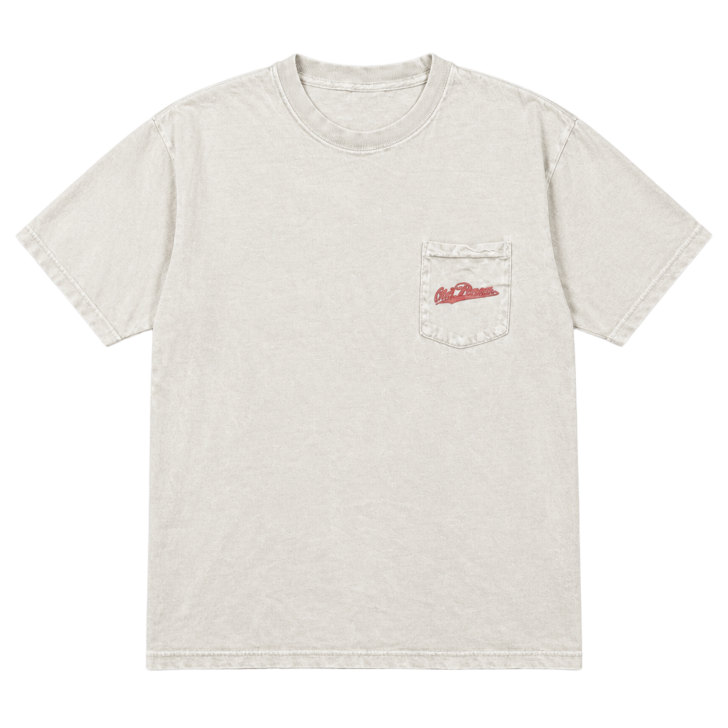 Old Row T-Shirt Size M Cream Pin-Up Graphic Pocket Tee 1