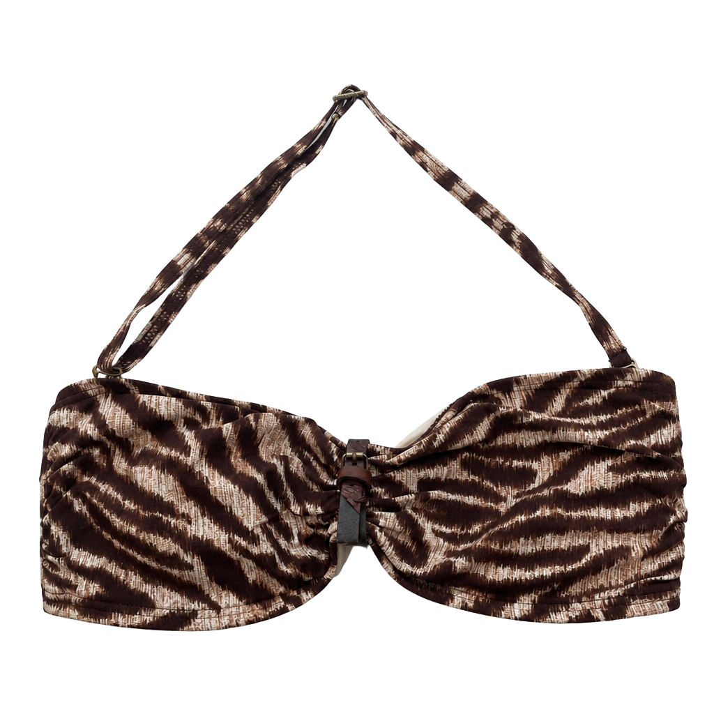 Michael Kors Walnut Strapless Bikini Top Size S 1