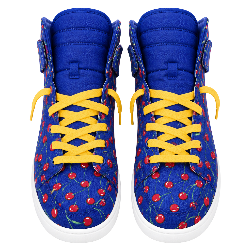 Nike Women's Blue Cherries Print Hightop Dunk Sneakers 9 1