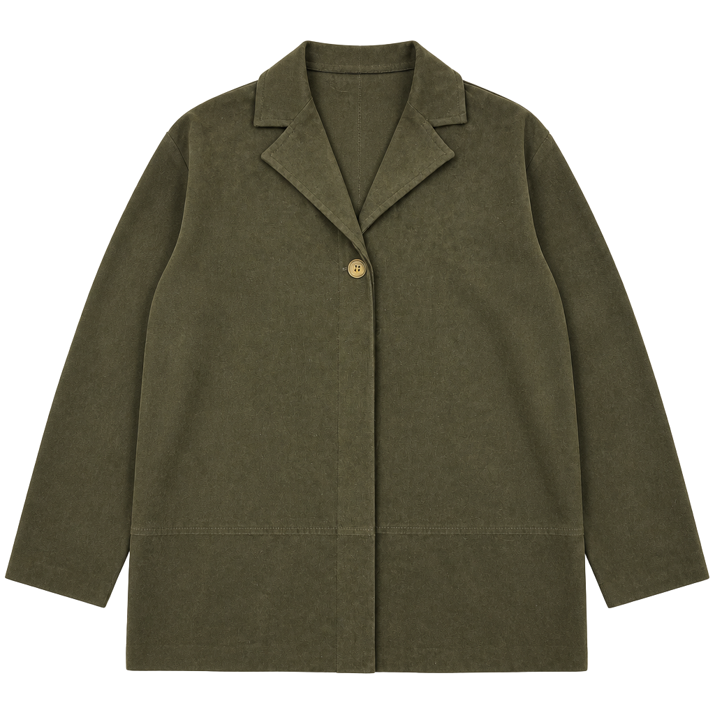 Inclinations Faux Suede Olive Green Button Front Jacket Size Small 1