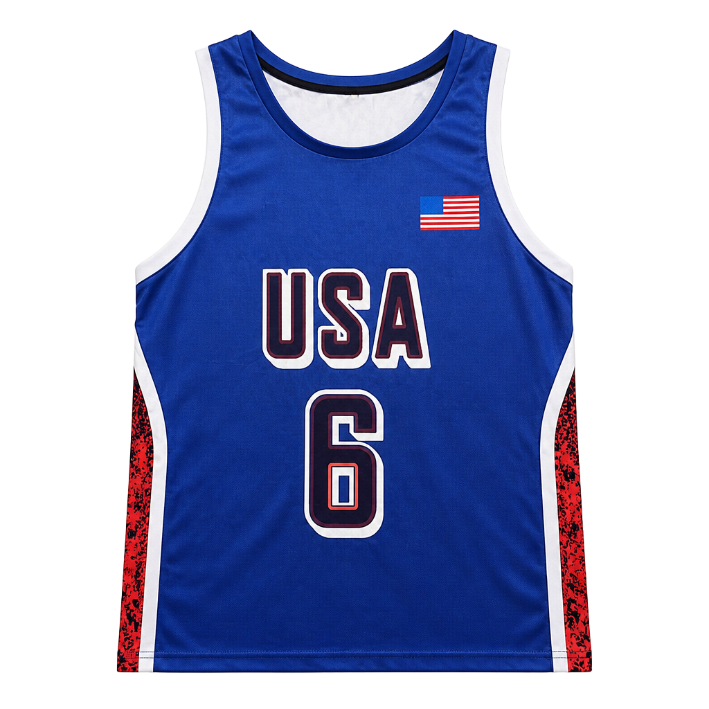 Team USA LeBron James Basketball Jersey Size M Blue #6 1
