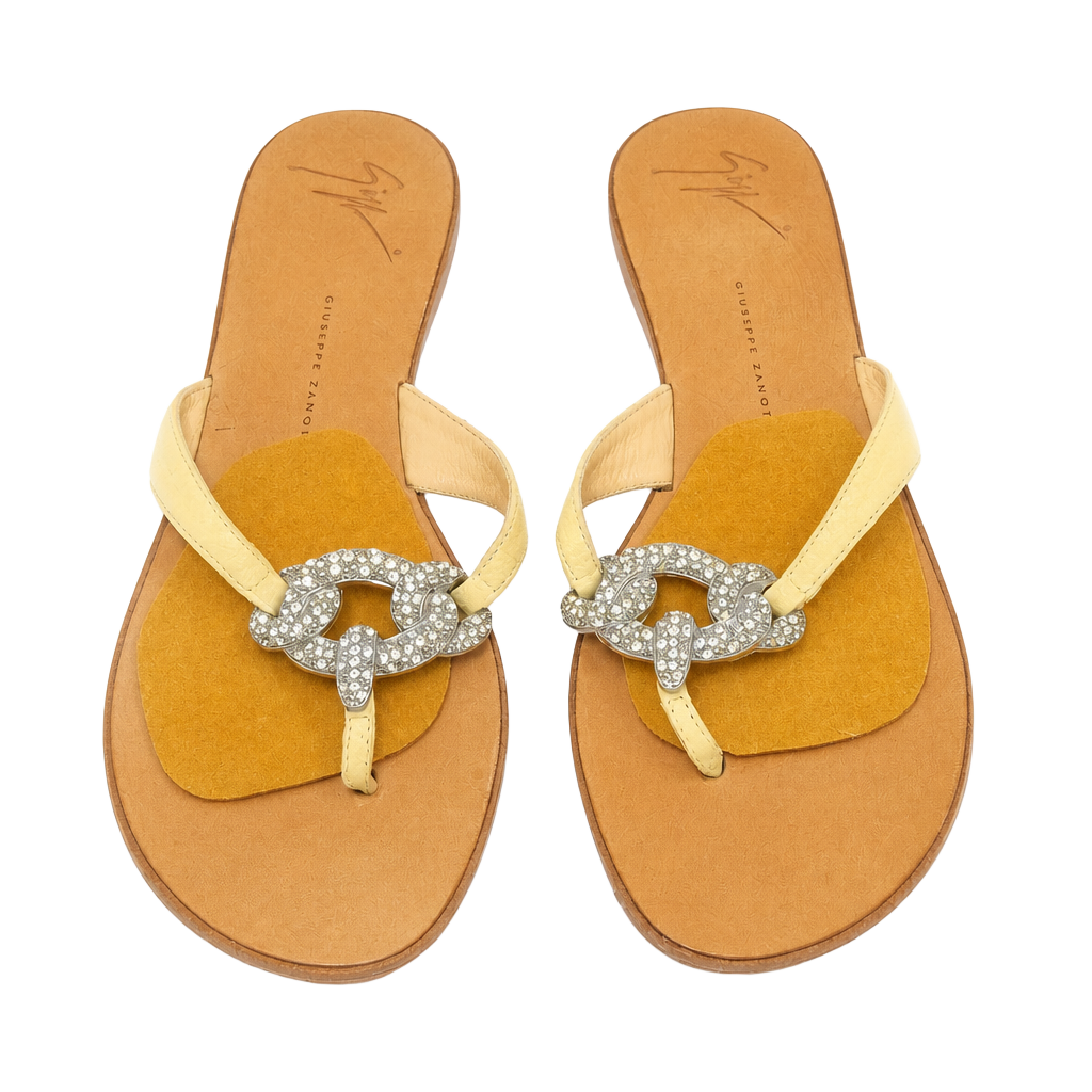 Giuseppe Zanotti Crystal Embellished Suede Thong Sandals Size 7.5B 1