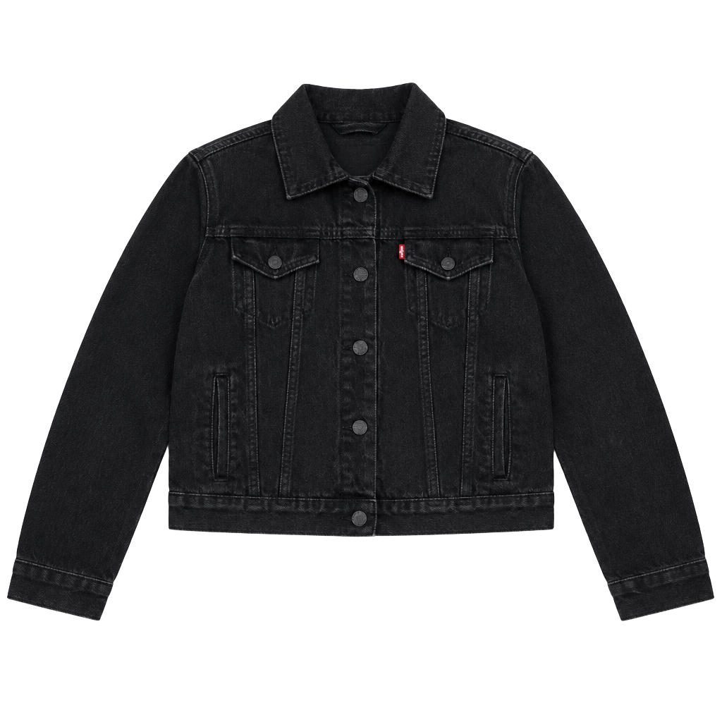 Levi's Sherpa Trucker Jacket Size M Black Denim Fleece 1