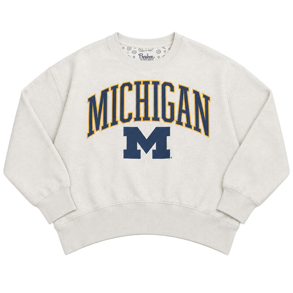 Pressbox Michigan Wolverines Sweatshirt Size XL Natural Oversized 1