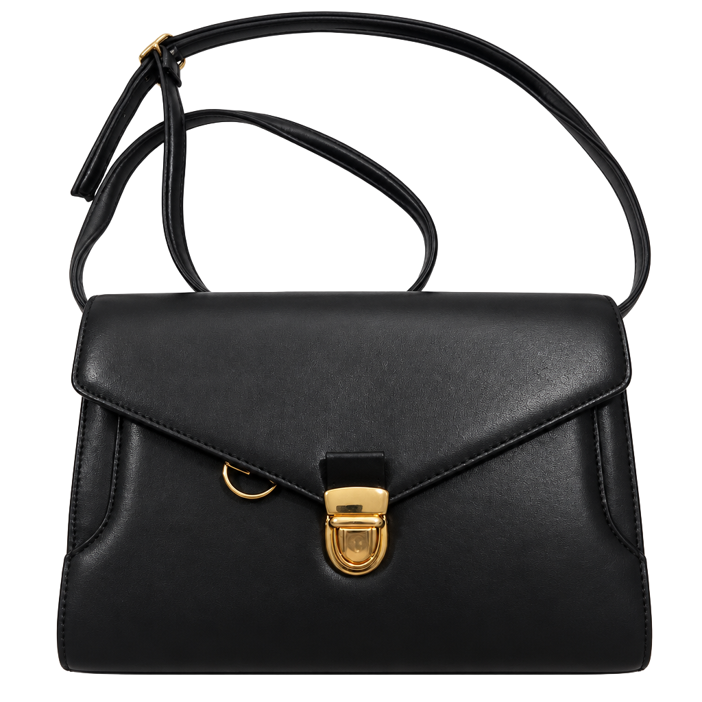 Diamicci Black Leather Crossbody Bag Gold Hardware 1