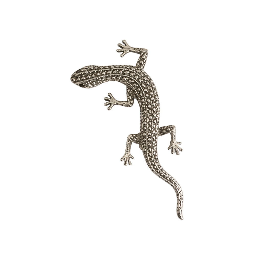 STERLING SILVER 925 MARCASITE LIZARD PIN/ BROOCH SIGNED KC 1