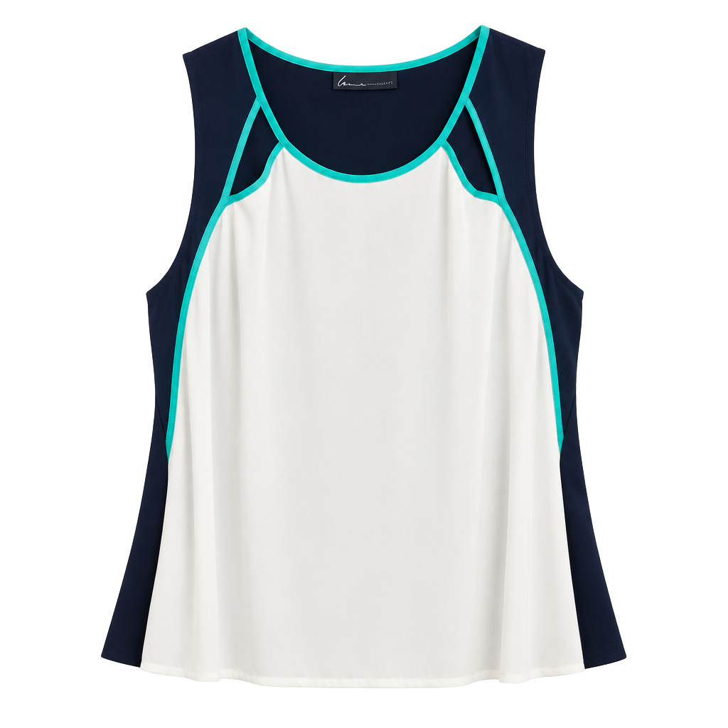 Lane Bryant Tank Top Size 26 Black White Teal Colorblock Cutout Sheer 1