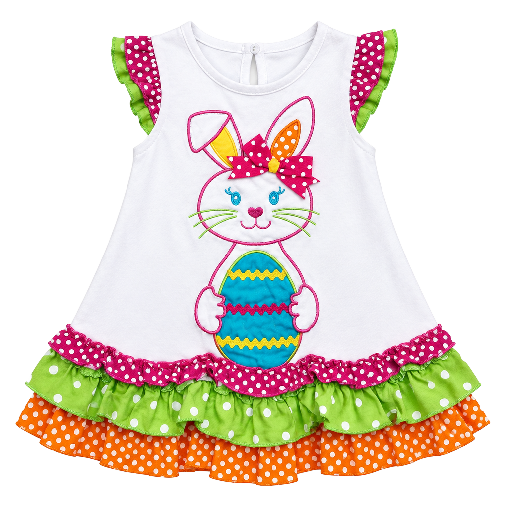 Rare Editions Easter Bunny Tunic Dress Size 2T Polka Dot Applique 1