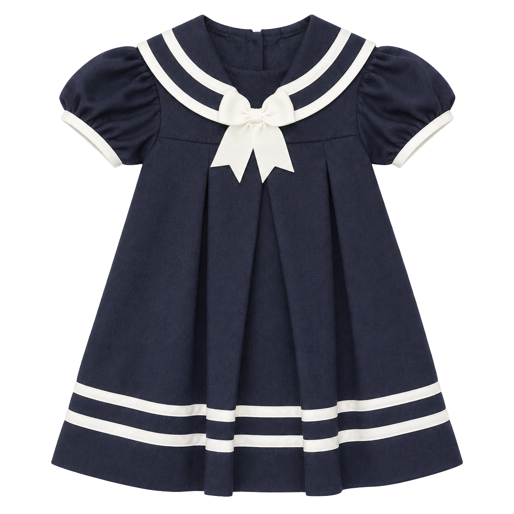 Rare Editions Sailor Dress Size 3T Navy Blue White Bow Nautical 1