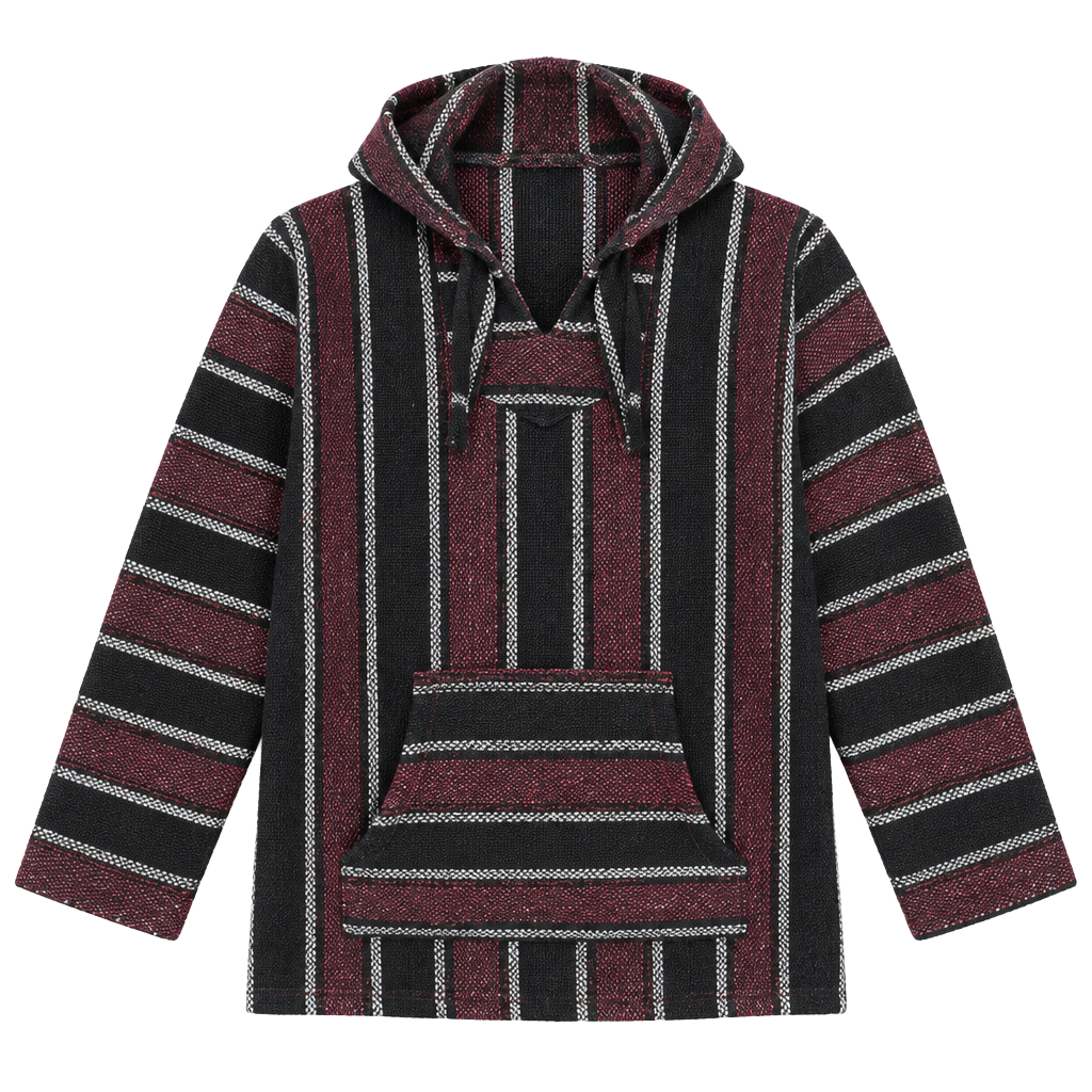 Earthbound Trading Co. Baja Hoodie Size 2XL Black Maroon Stripe 1