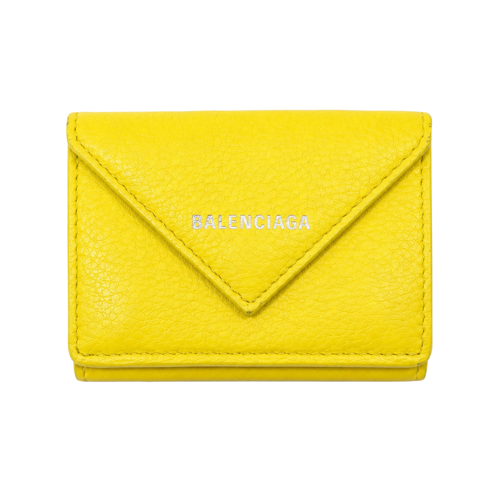 Balenciaga Papier Mini Trifold Wallet in Yellow Leather 1