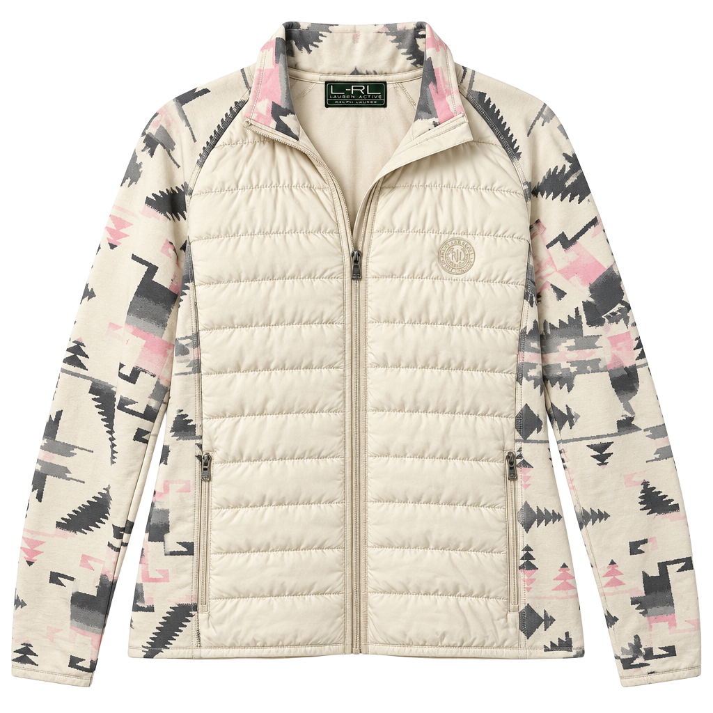 Lauren Active Ralph Lauren Quilted Jacket Size XL Cream Aztec Print 1