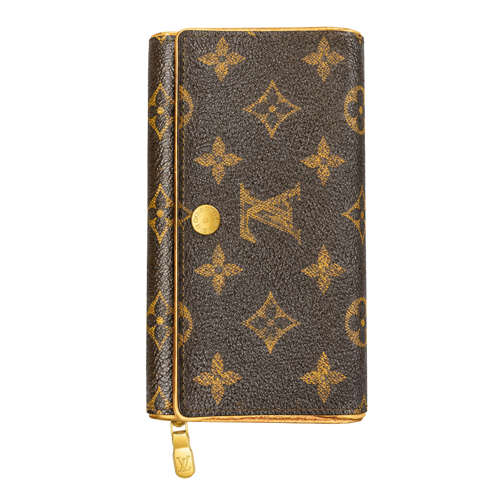 Vintage Louis Vuitton Monogram Porte Monnaie Billets Tresor Wallet Brown 1