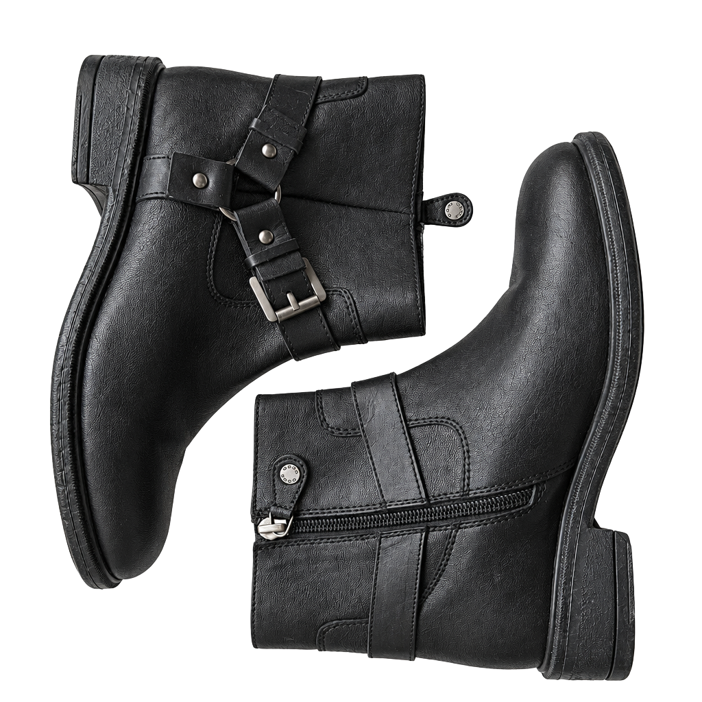 Geox Black Leather Moto Ankle Boots 1