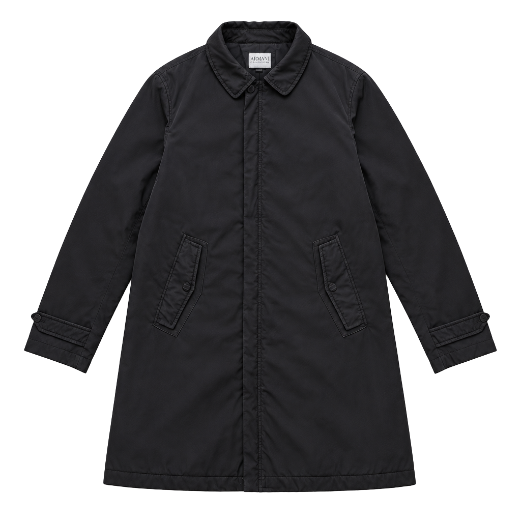 Armani Collezioni Black Nylon Trench Coat 1