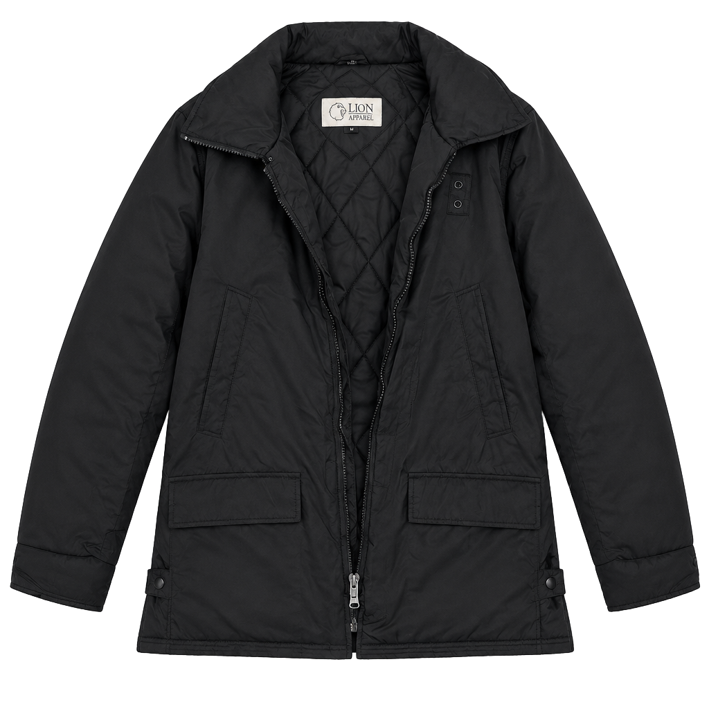 Lion Apparel Winter Jacket Size XL Black Quilted Insulated Parka Coat 1