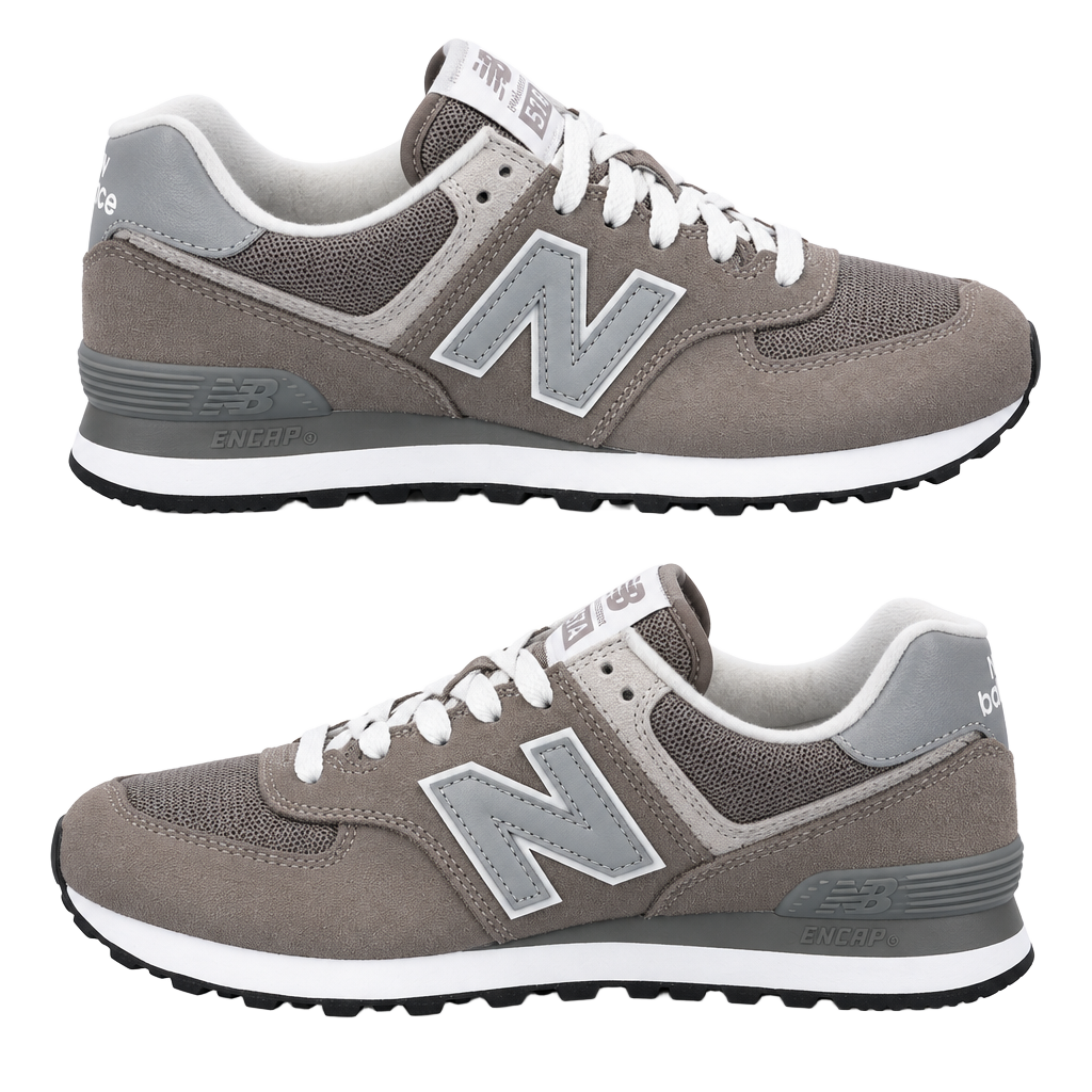 New Balance 574 Size 6.5 Grey White Suede Mesh Sneakers WL574EVG 1
