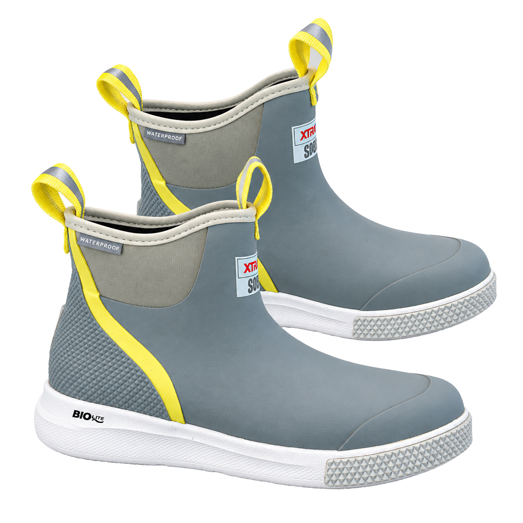Xtratuf Salmon Sisters Ankle Deck Sport Boot Size 6 Grey Yellow 1