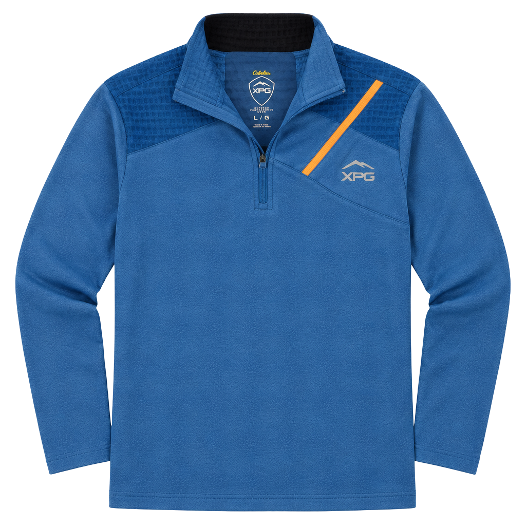 Cabela's XPG Hoodie Size L/G Blue Black 1/4 Zip Pullover 1