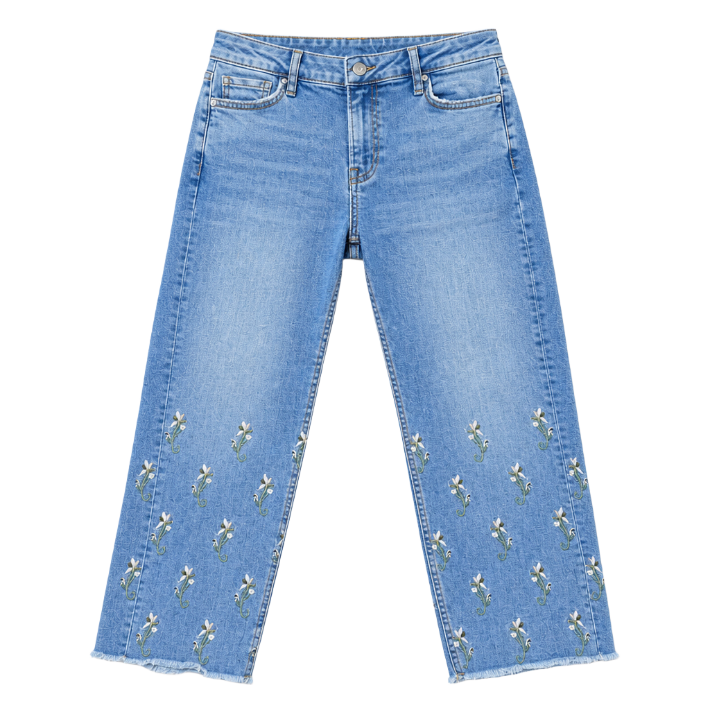 Pilcro and the Letterpress Floral Embroidered Crop Raw Hem Jeans Size 25 1