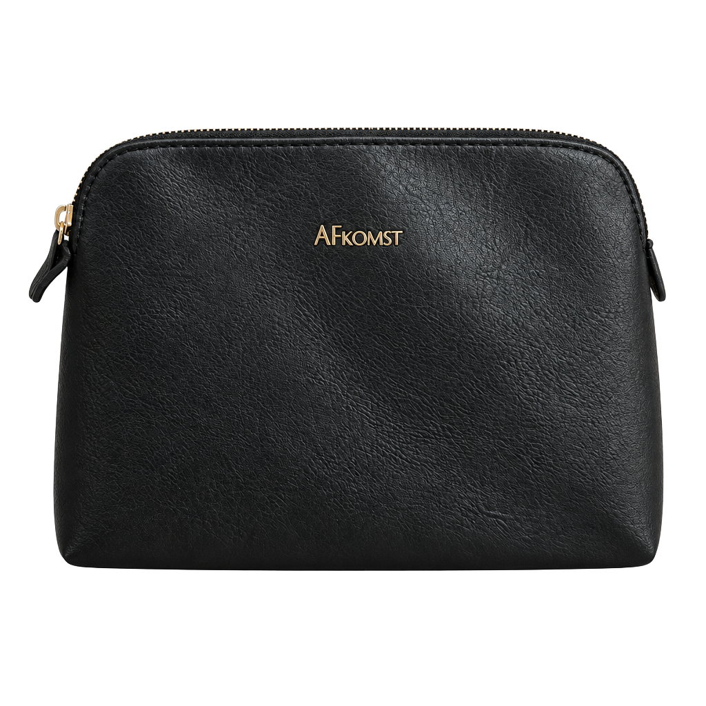 Afkomst Black Faux Leather Cosmetics Pouch Travel Bag New With Tags 1