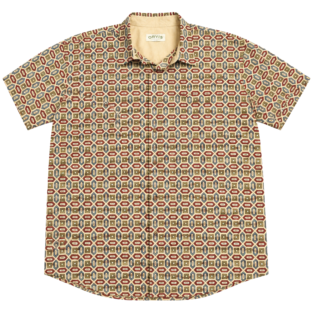 Orvis Men’s XXL Geometric Print Short Sleeve Button Up Shirt 100% Cotton 1