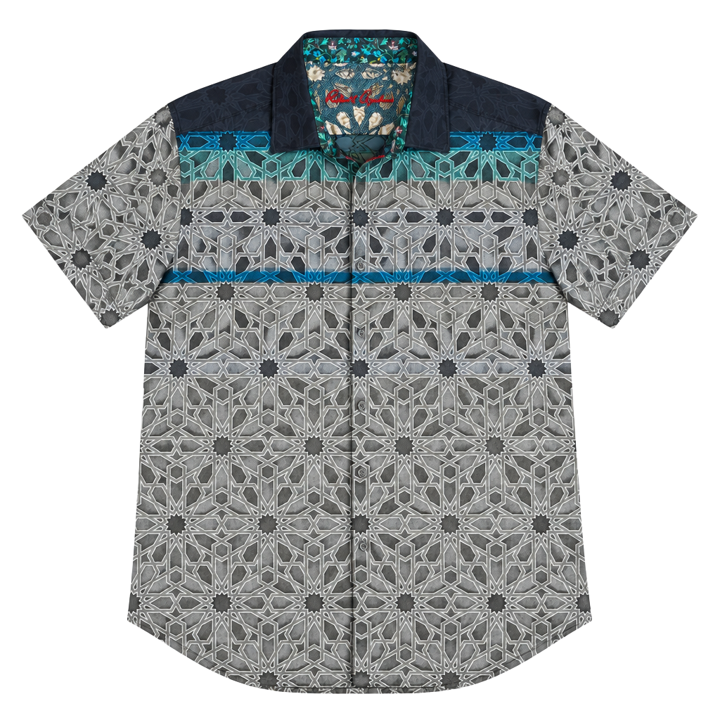 Robert Graham Men’s XL Geometric Jacquard Long Sleeve Button Up Shirt Gray 1