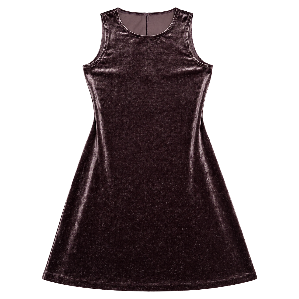Vintage 90s Marian & Maral Purple Velvet Mini Dress Sleeveless Stretch A Line 1