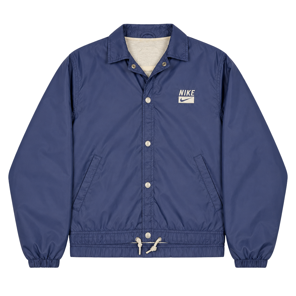 Vintage 90s Nike Windbreaker Jacket Blue Snap Front Embroidered Swoosh M 1