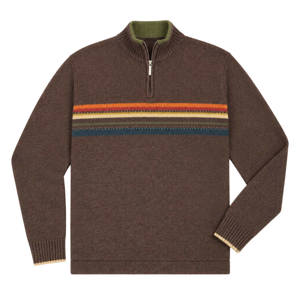 Columbia Sportswear Company Half Zip Sweater Size L Brown Striped Knit 1