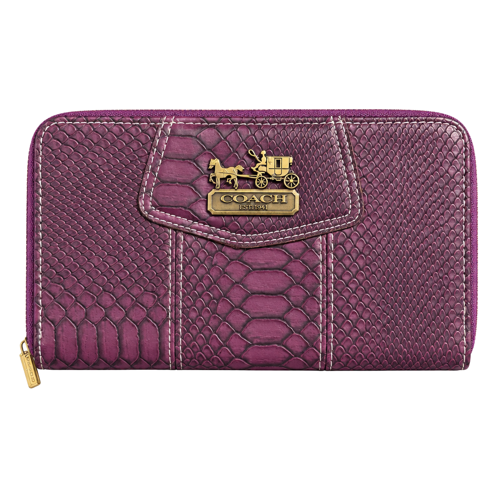 Coach Purple Snake Print Zip Around Wallet 1
