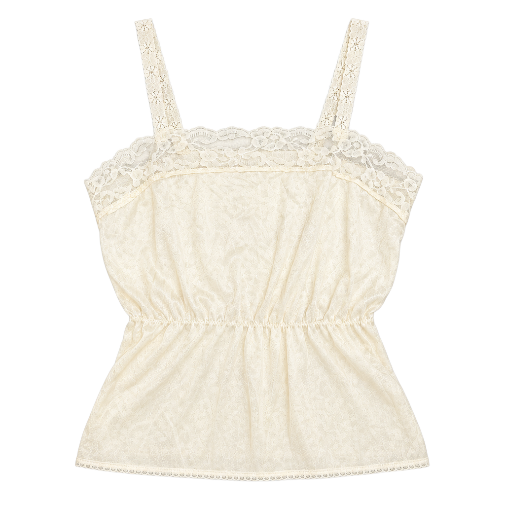 Vintage Lace Trim Camisole Top Cream Satin 1