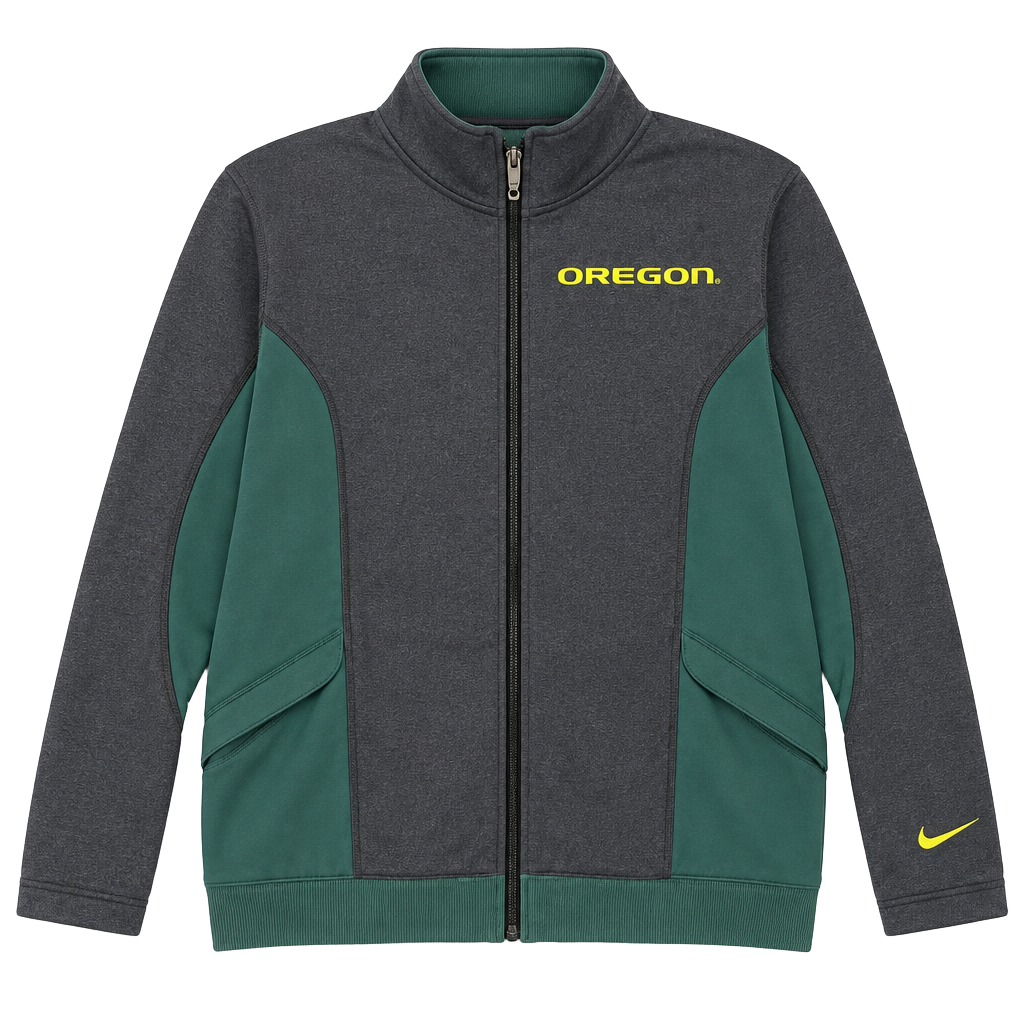 Nike Oregon Ducks Full Zip Jacket Size XL Green Gray 1
