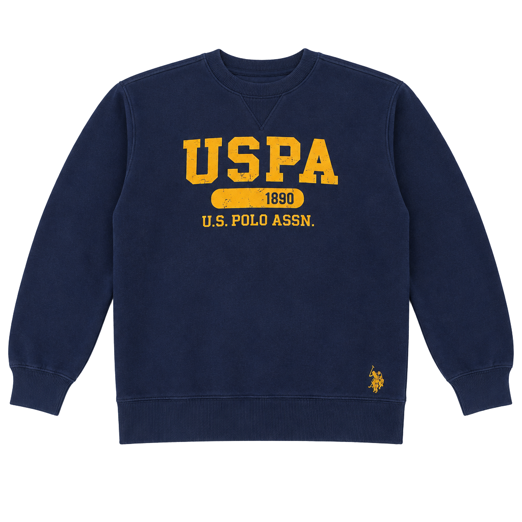 U.S. Polo Assn. Crewneck Sweatshirt Size L 10-12 Navy Blue USPA 1890 1