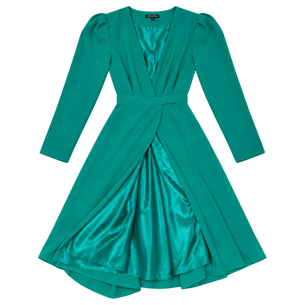 Express Satin Belted Wrap Dress Size S Green 1