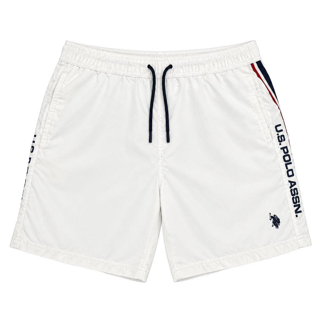 U.S. Polo Assn. Swim Trunks Size L White Logo Tape Swim Shorts 1