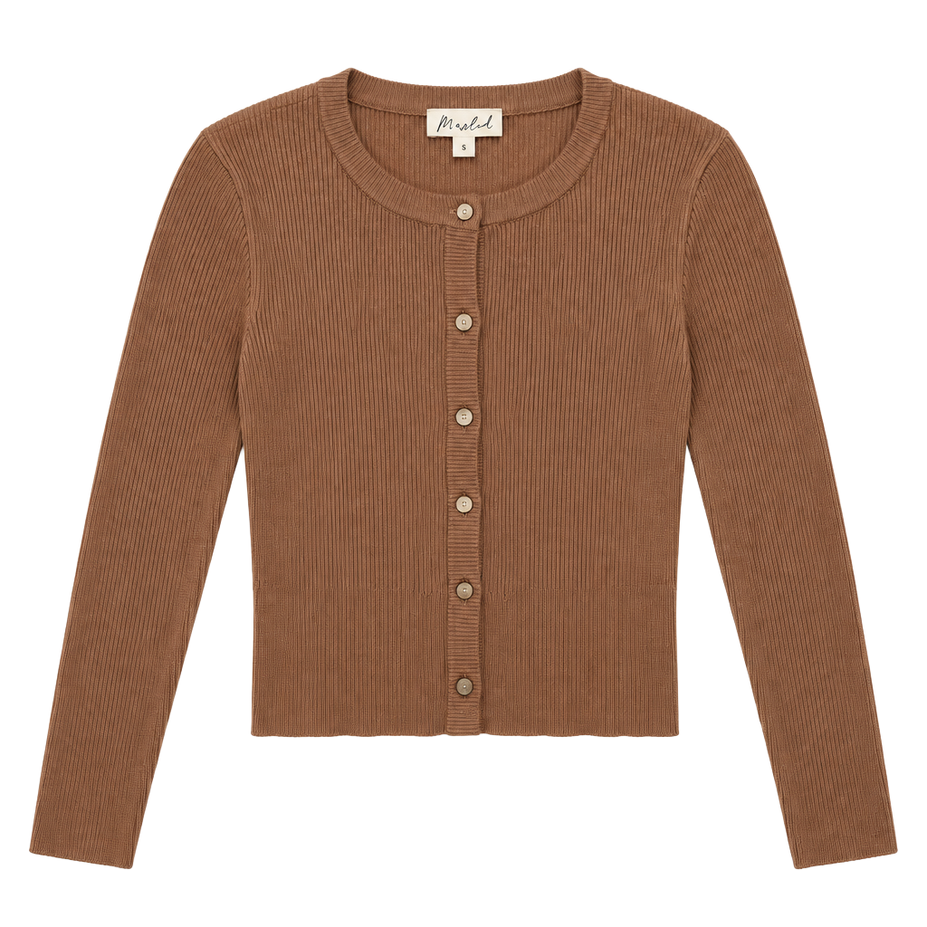 Marled Cardigan Size S Brown Ribbed Button Front 1