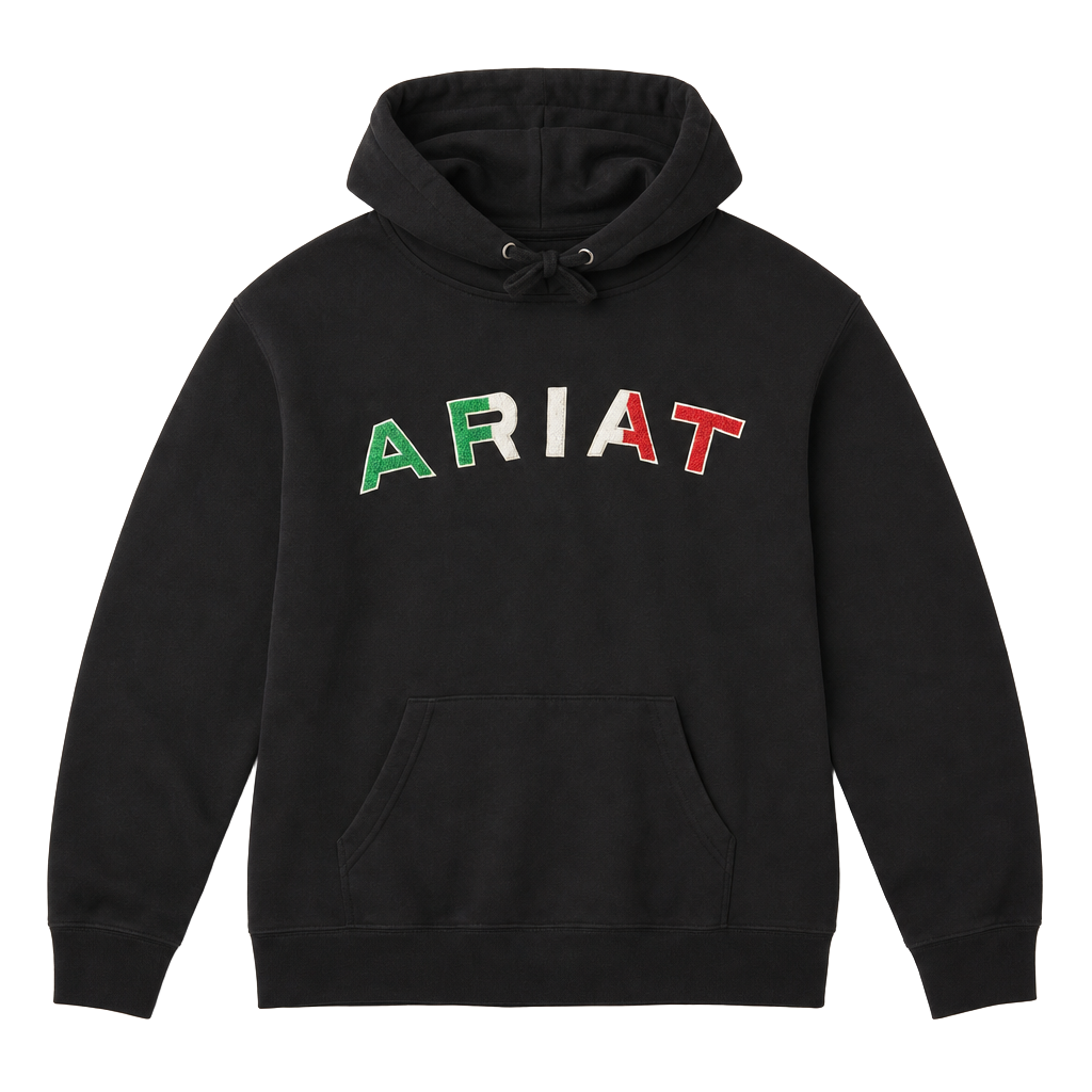 Ariat Women's ReAL Mexican Flag Logo Pullover Hoodie Black XL 1