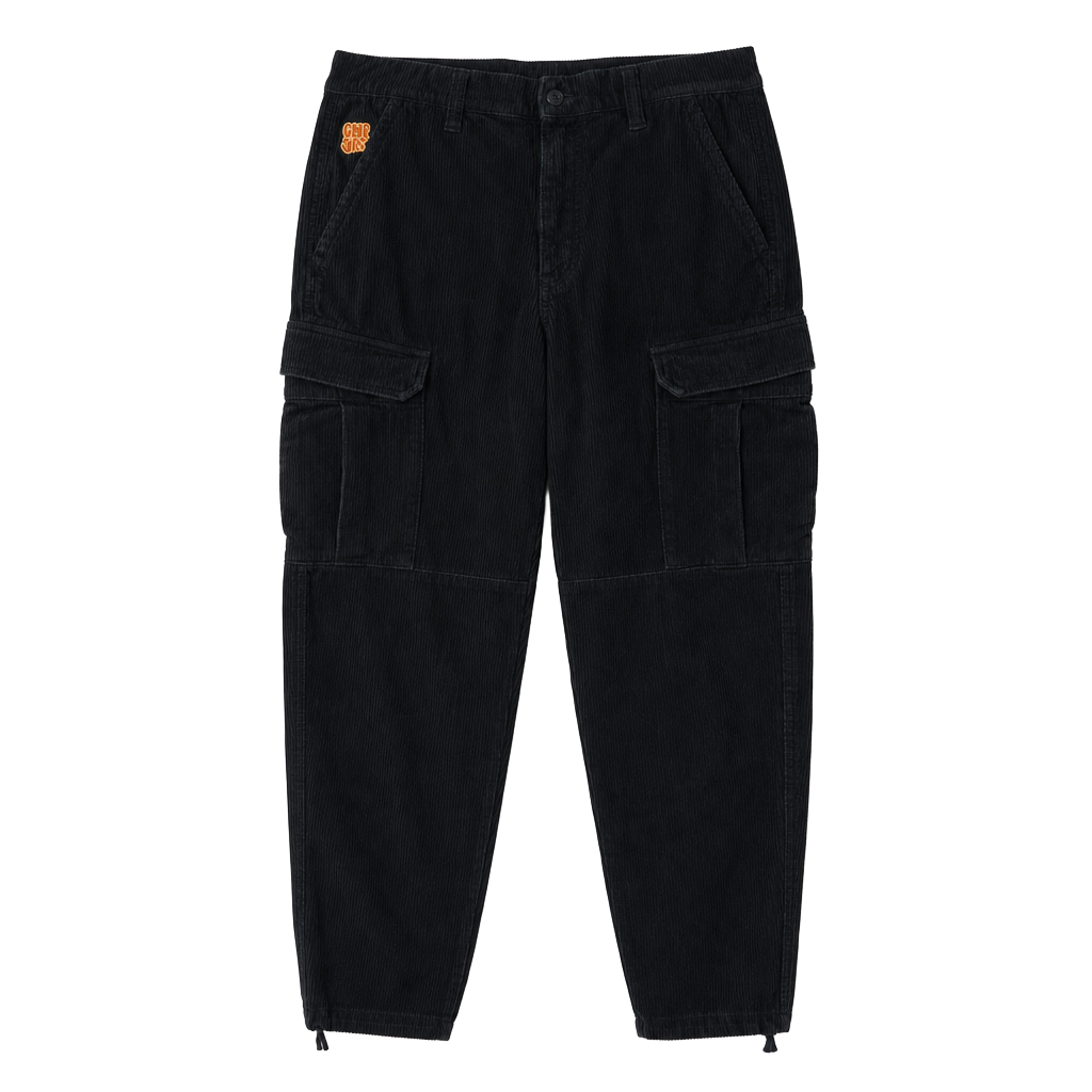 Empyre Black Corduroy Loose Fit Cargo Pants 1