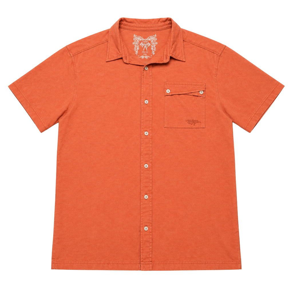 Prana Breathe Short Sleeve Button Down Shirt Size Large Burnt Orange 1