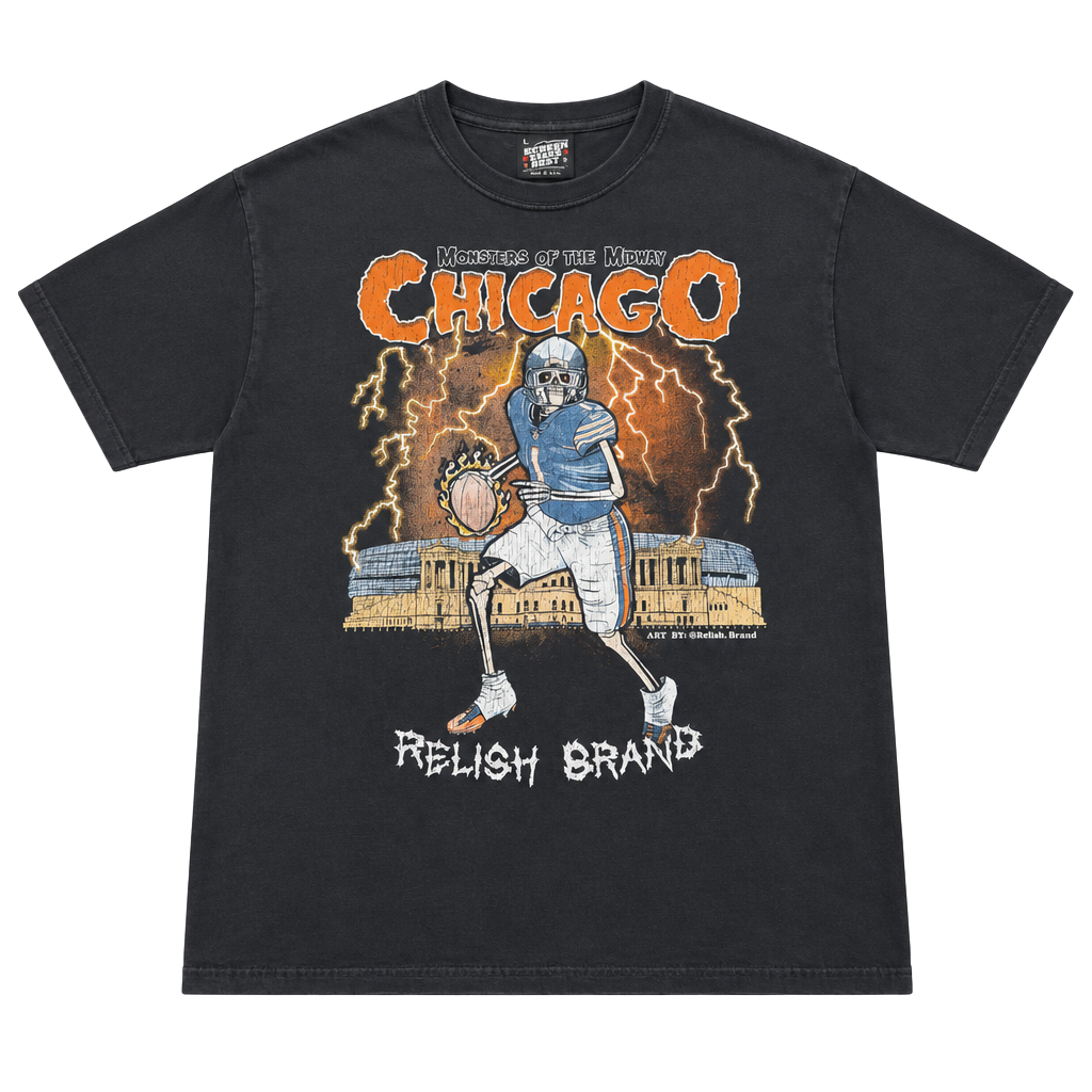 Relish Brand Chicago Monsters of the Midway T-Shirt Size 2XL Black Football 1