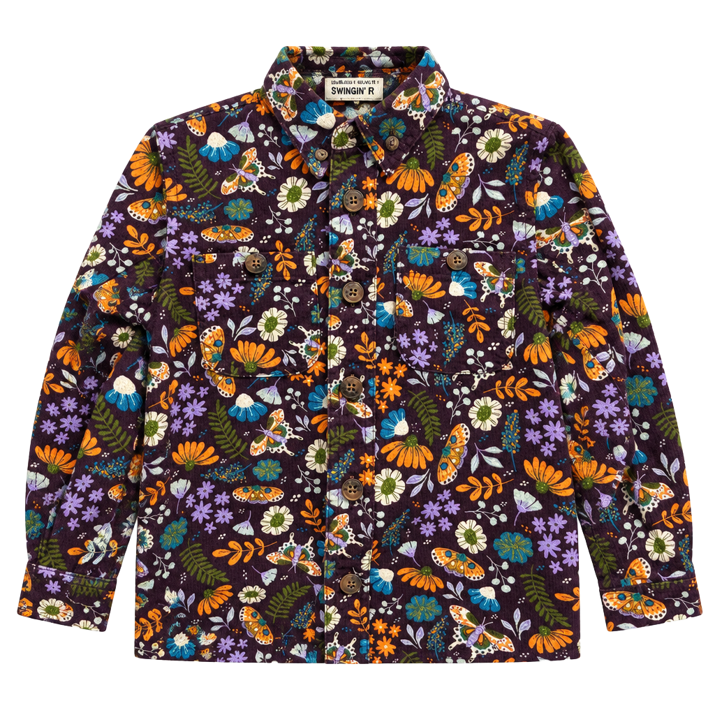 Duluth Trading Co Free Swingin' Flannel Shirt Size 3T Purple Floral Moth 1