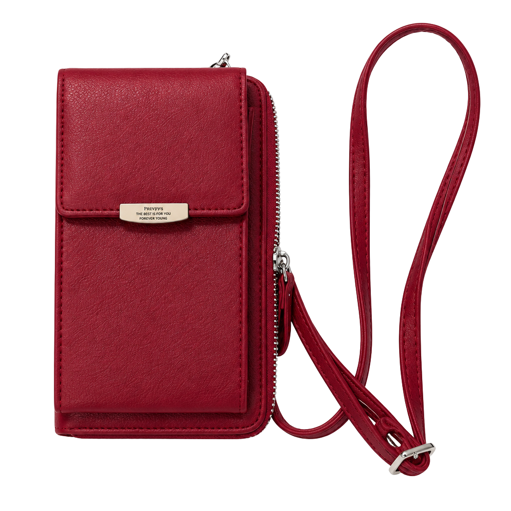 Prettyzys Crossbody Phone Bag Red Leather Wallet 1