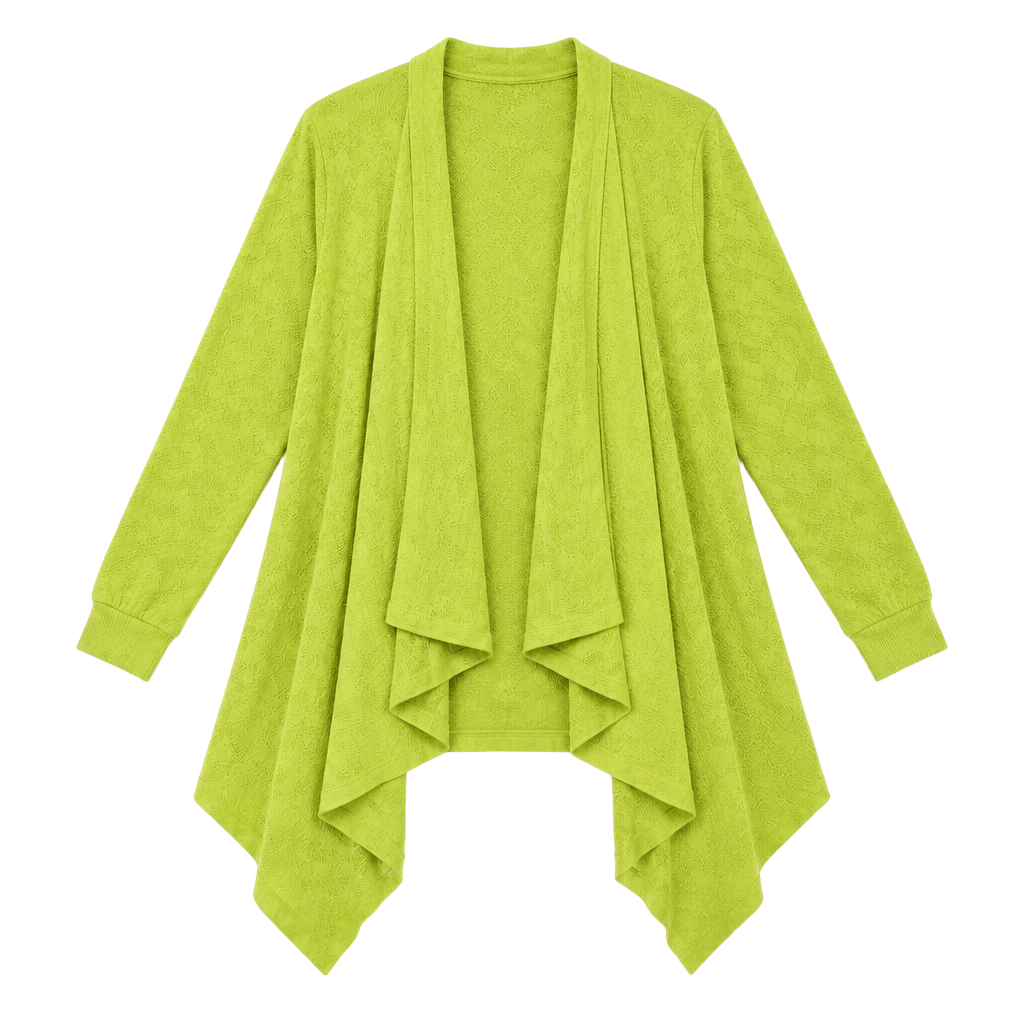 Chico's Cardigan Size 3 Green Open Front Draped Rayon 1