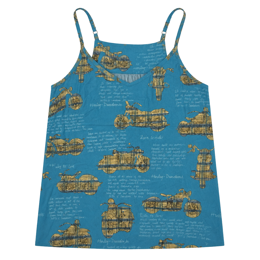 Harley Davidson Motorcycle Print Tank Top Size L Blue 1