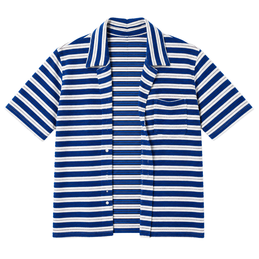 TRIANGL Striped Button Up Short Sleeve Shirt 1