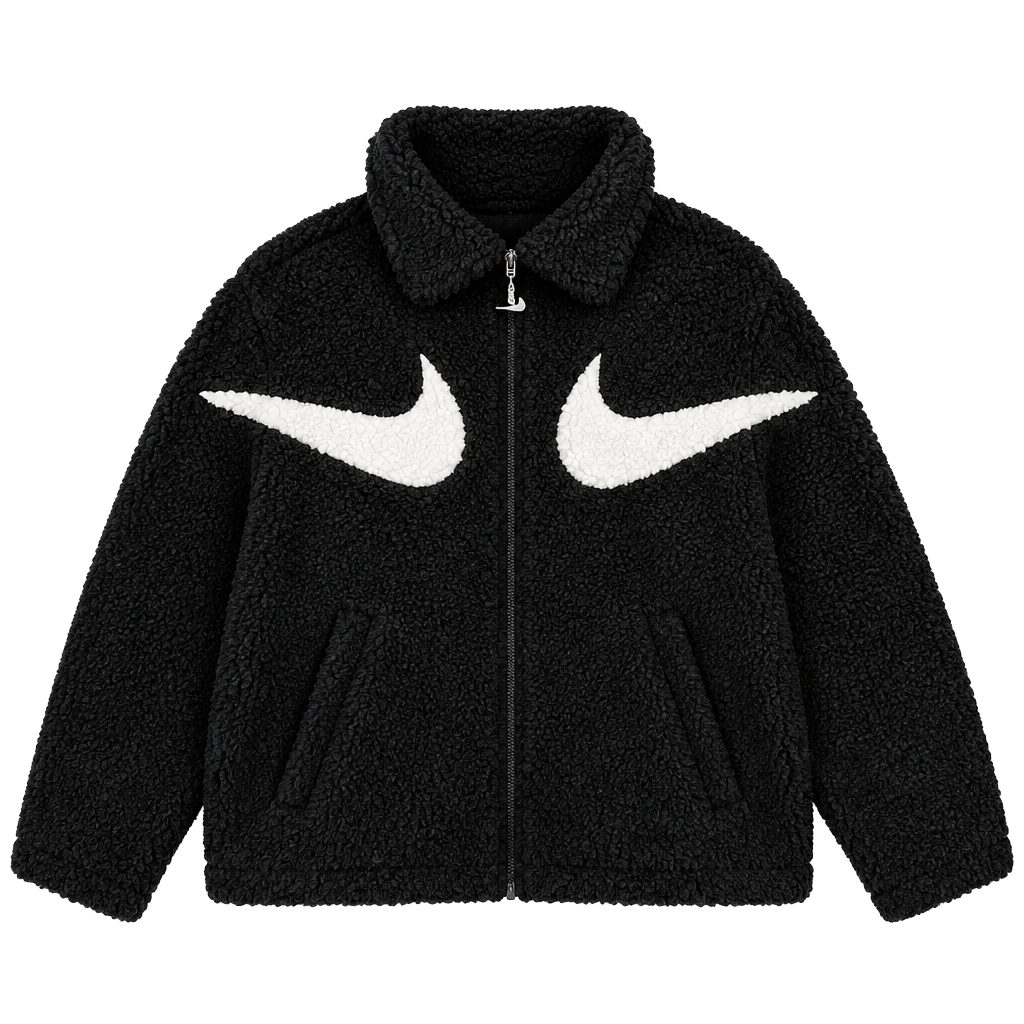 Nike Double Swoosh Sherpa Jacket womens Size L Black 1