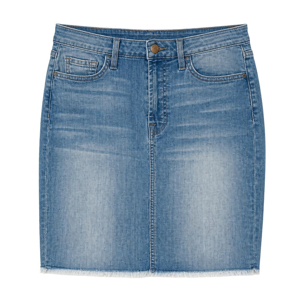 Jen7 for all mankind Medium Wash Denim Pencil Skirt with Raw Hem W28 1